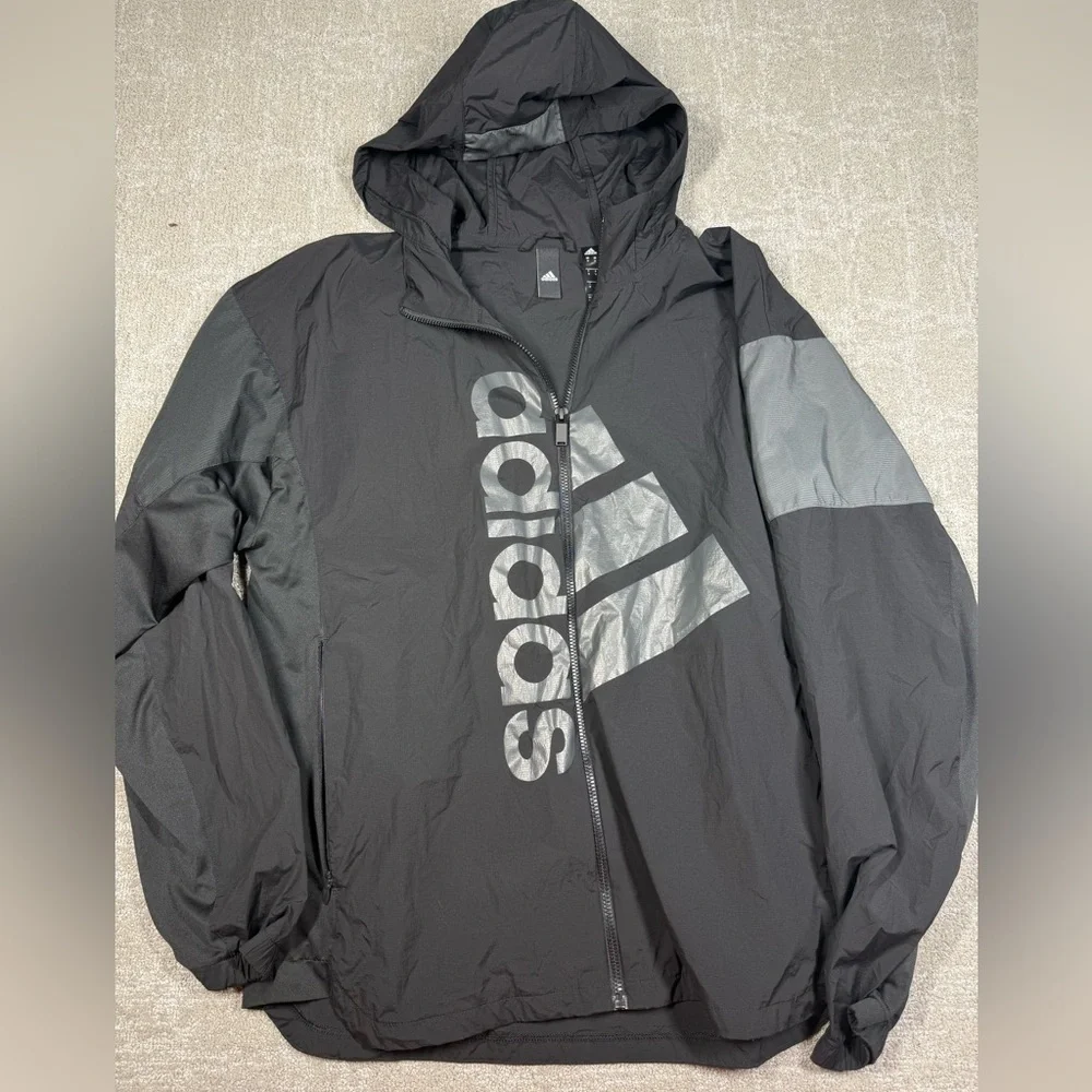 Adidas Badge Of Sport Black Full Zip Light Weight Jacket Size M